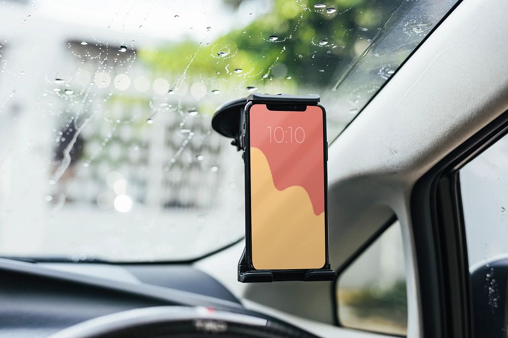 Smartphone screen mockup, car, editable design