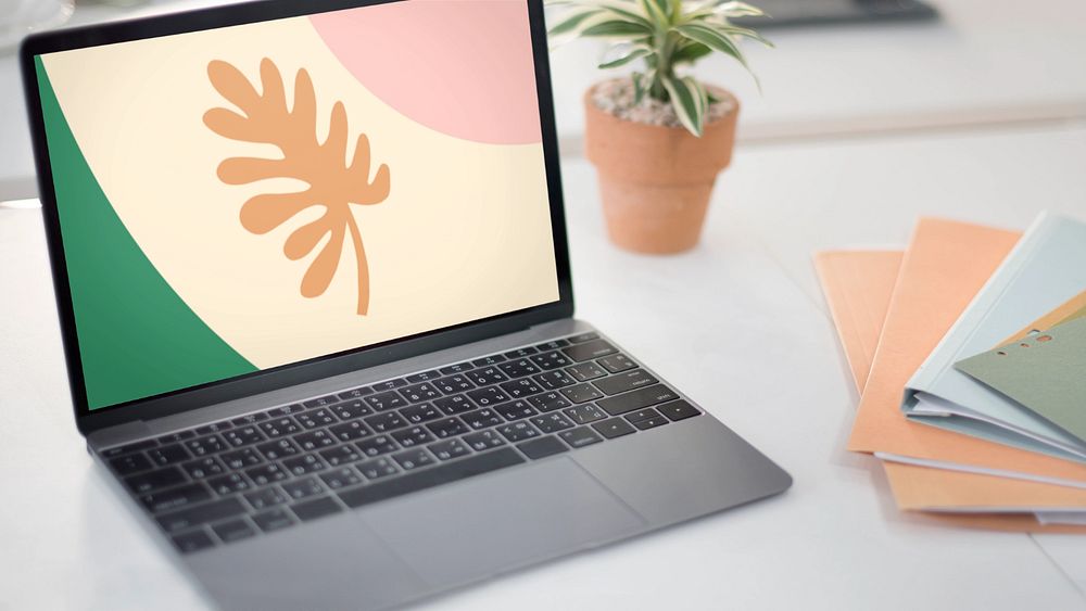 Laptop screen mockup, workspace, editable design