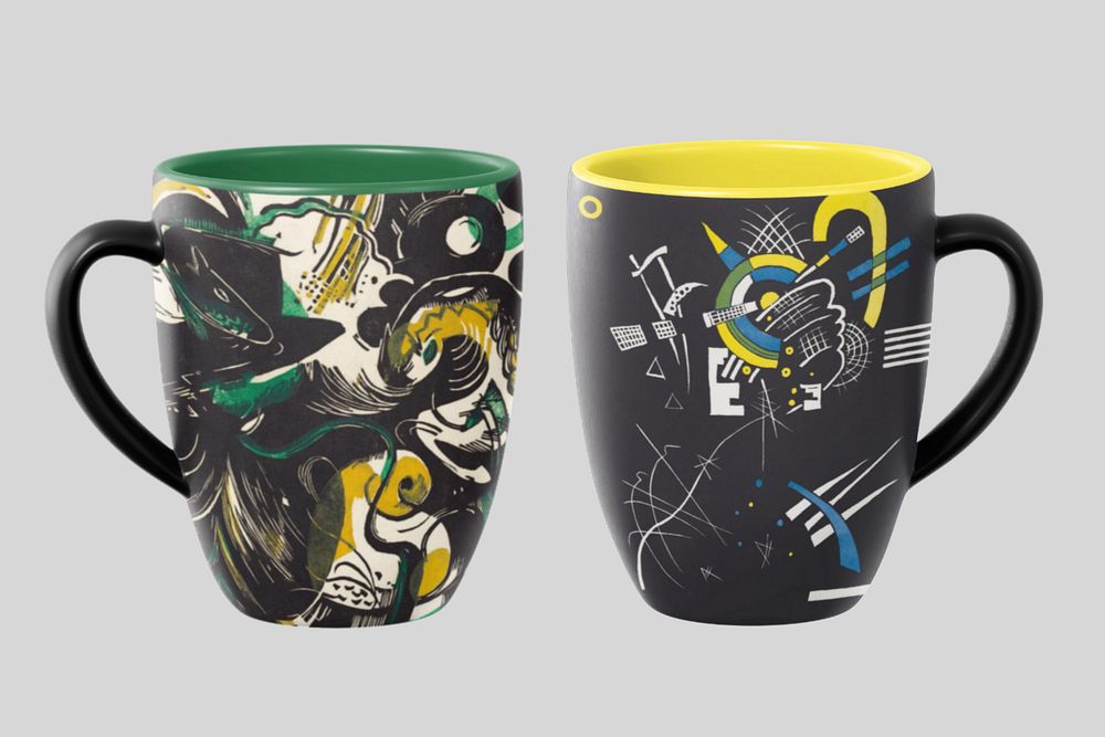 Coffee mug mockup, abstract ceramic design