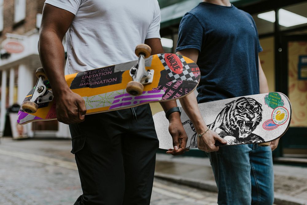 Skateboard mockup, realistic sport equipment