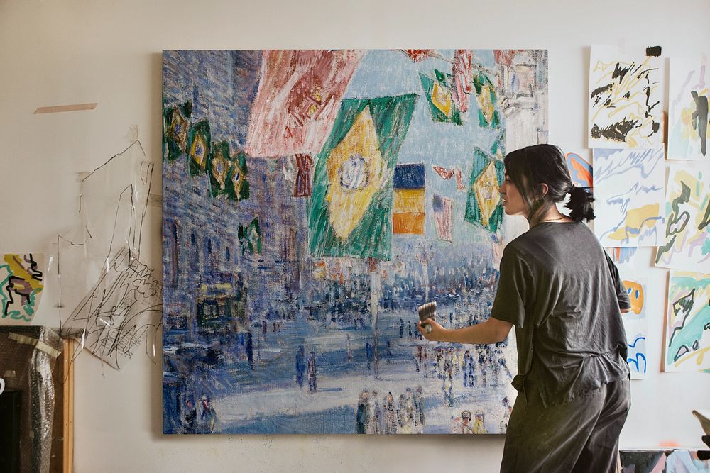 Canvas frame mockup, aesthetic oil painting