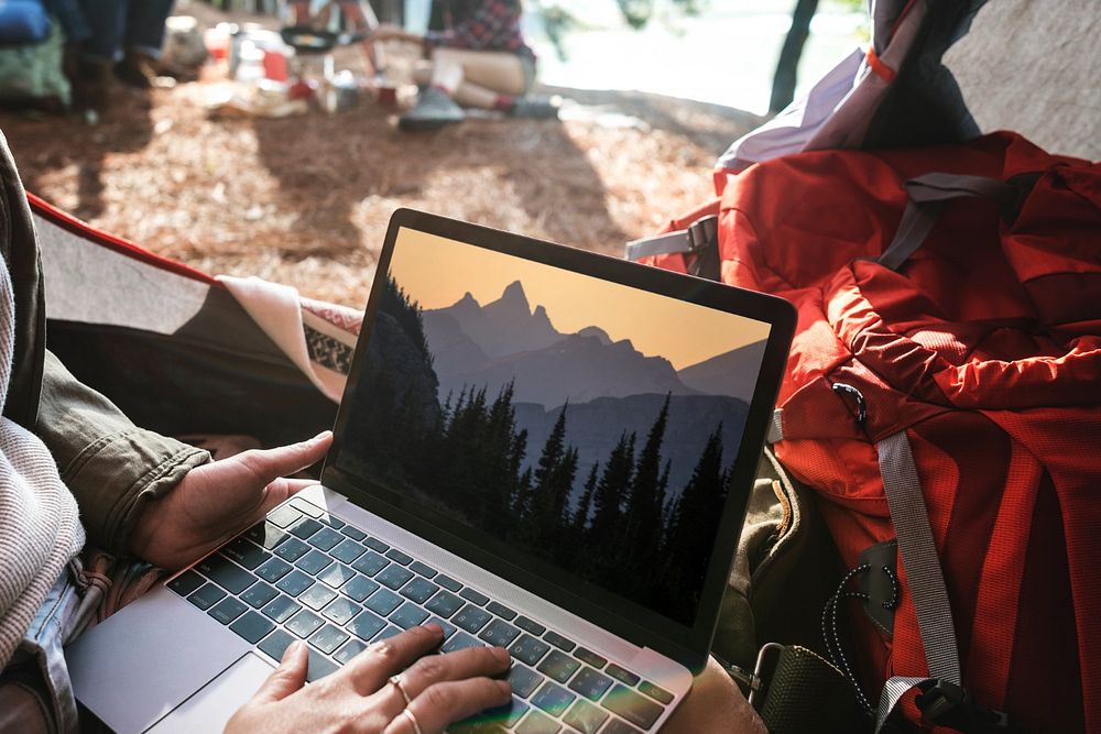 Laptop screen mockup, realistic digital device