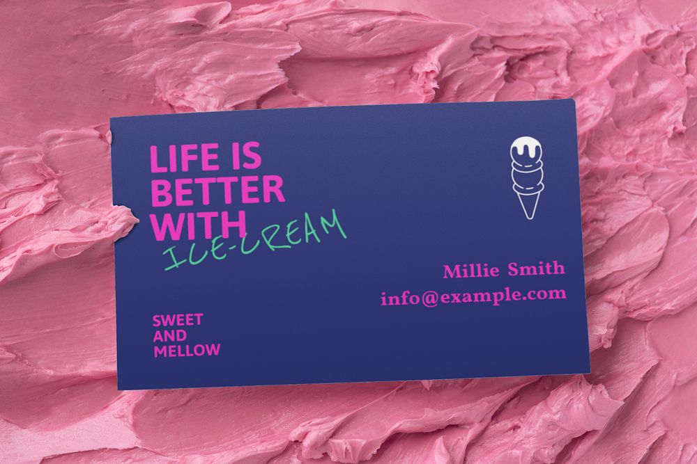 Business card mockup, ice cream shop