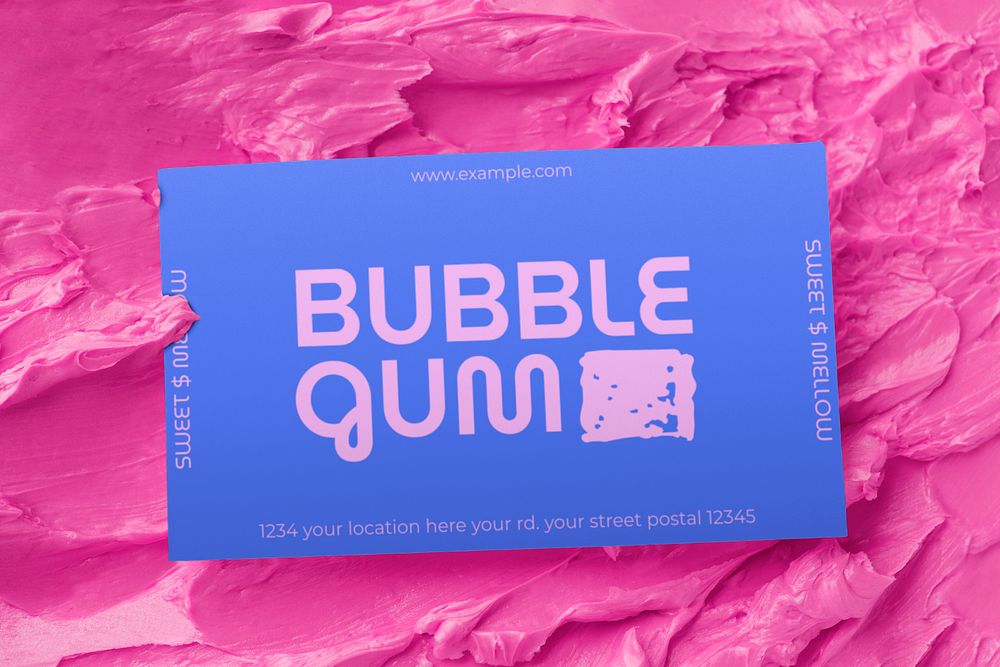 Business card mockup, funky aesthetic