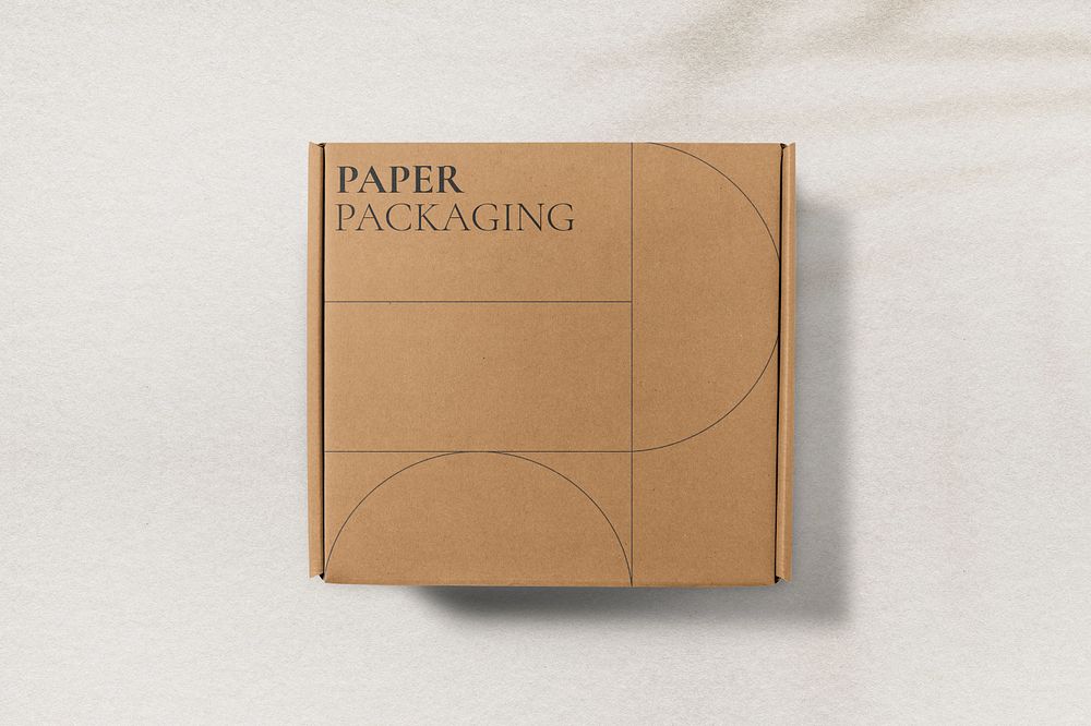 Paper parcel box mockup, editable packaging