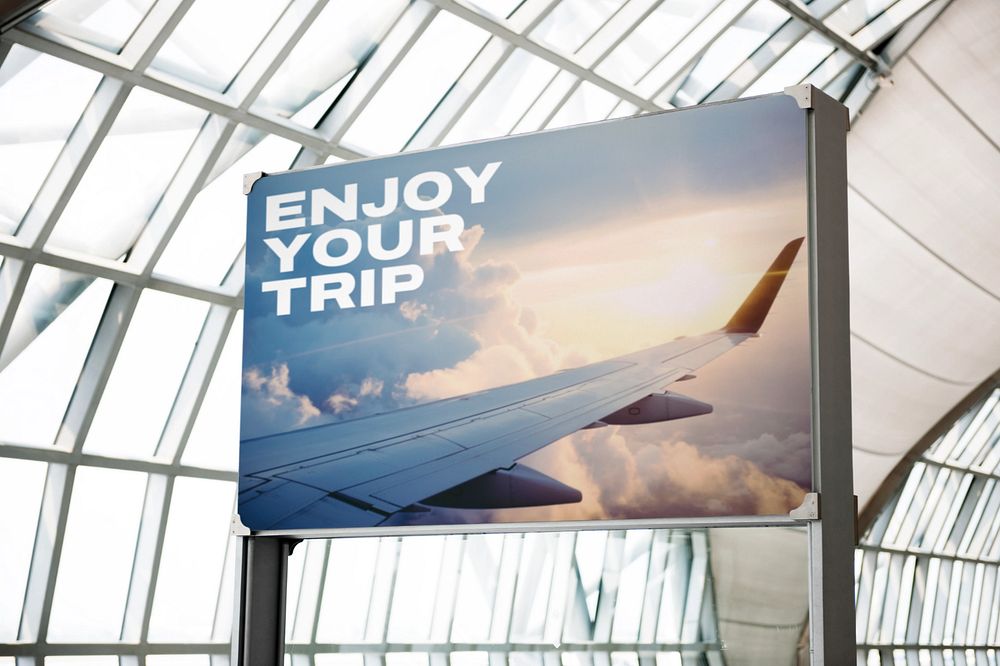 Airport billboard sign editable mockup, blank