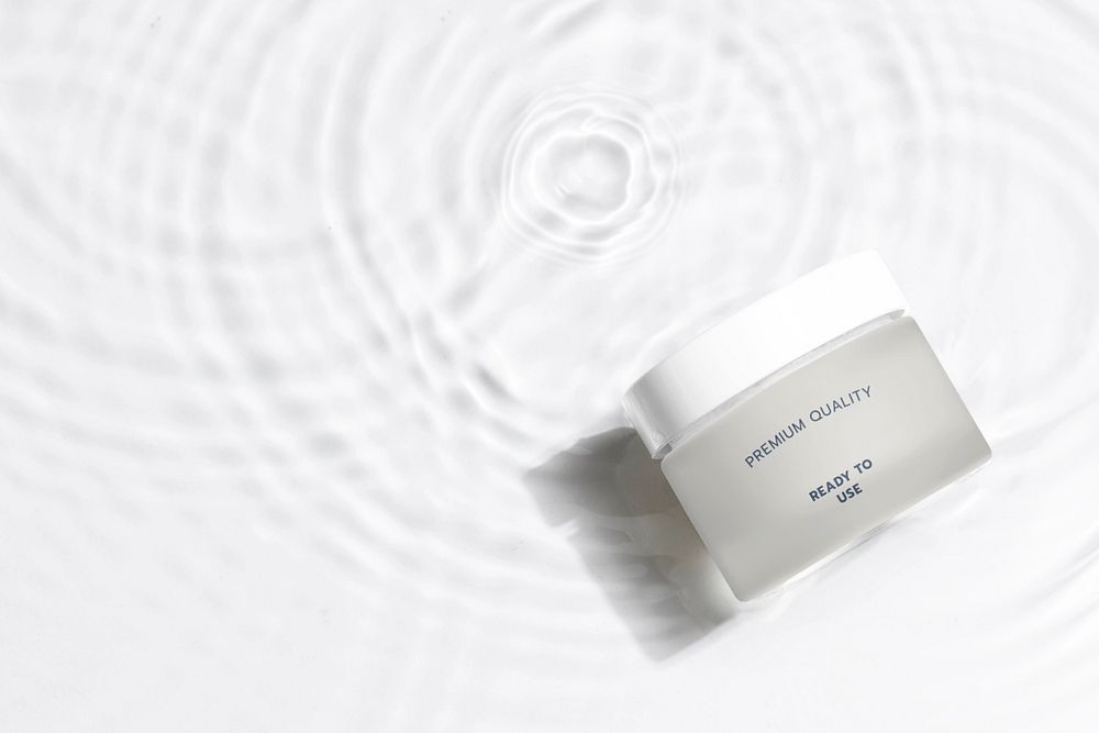 Cosmetic jar label mockup, editable beauty product design