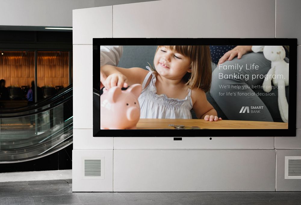 Bank billboard mockup, editable sign design