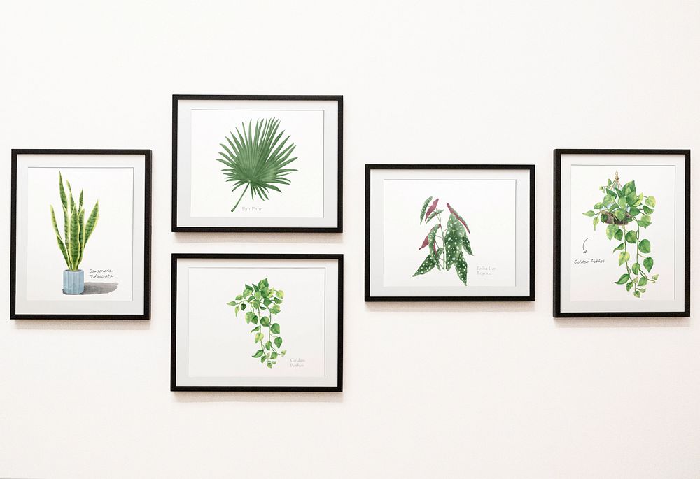 Gallery wall mockup, editable picture frame set