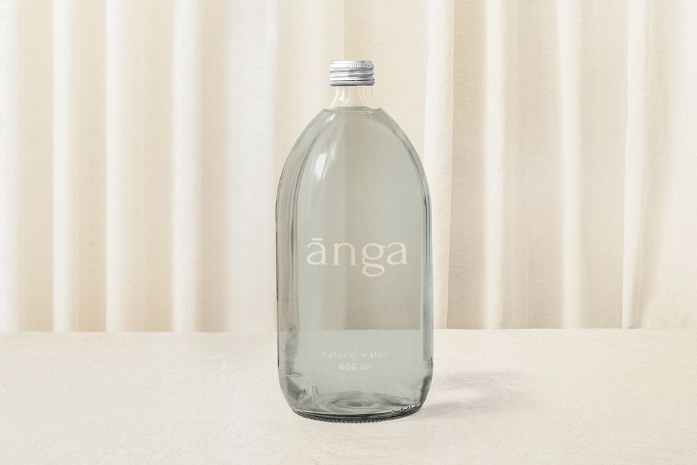 Glass bottle mockup, product packaging