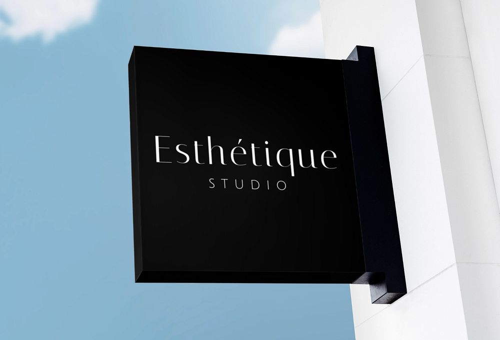 Square sign mockup, business branding