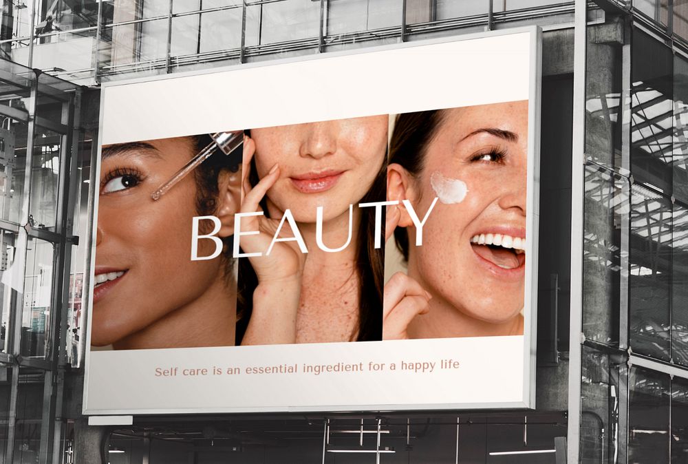 Billboard sign mockup, beauty ad