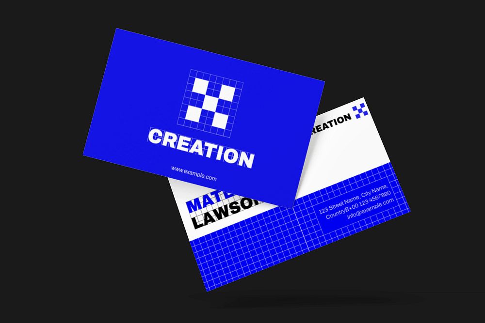 Business card mockup, blue 3D rendering design 