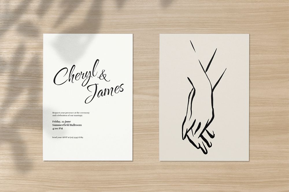 Invitation cards mockup, wedding design