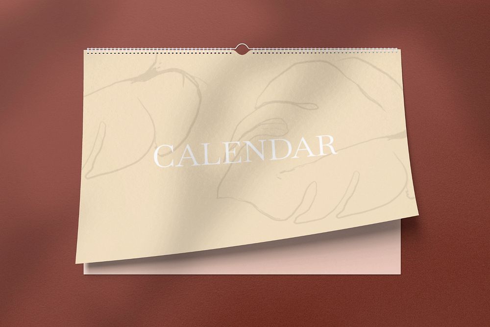 Wall calendar mockup, aesthetic 3D rendering design