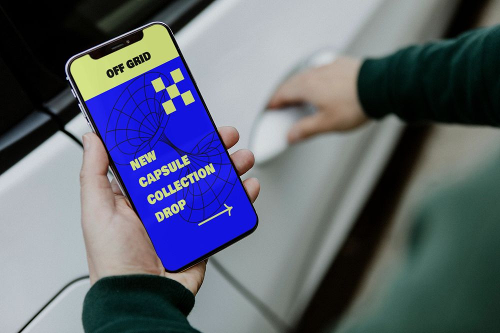 Mobile phone screen mockup, realistic digital device