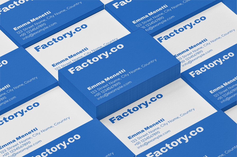 Business card mockup, blue 3D rendering design 