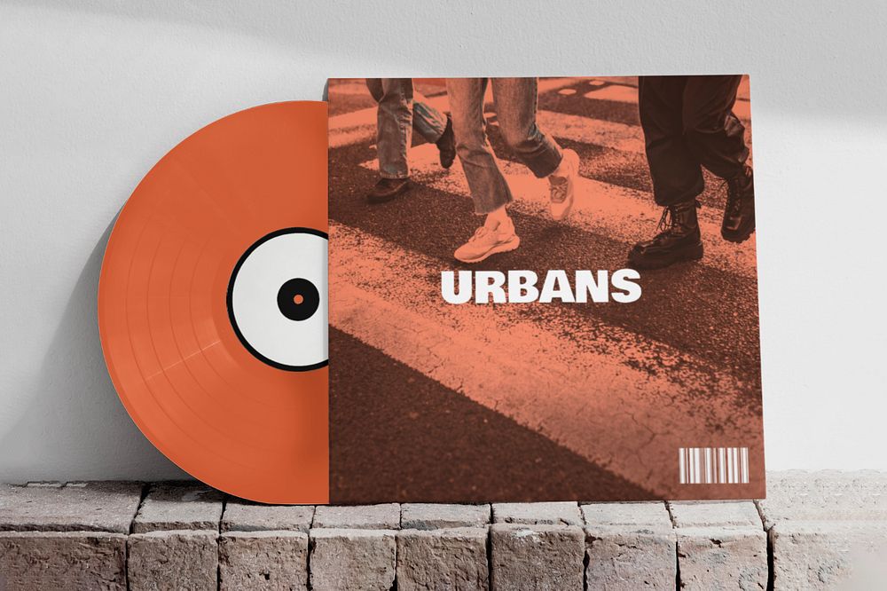 Vinyl record cover mockup, retro music