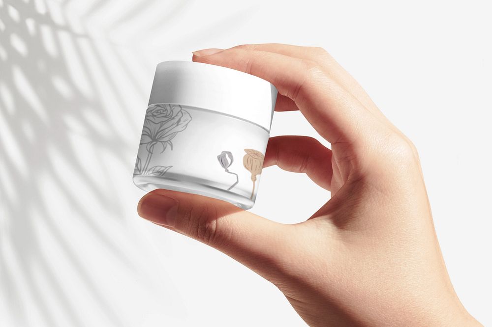 Skincare jar mockup, customizable beauty product packaging