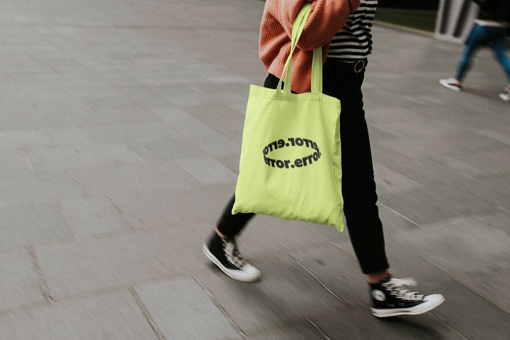 Canvas tote bag mockup, green design