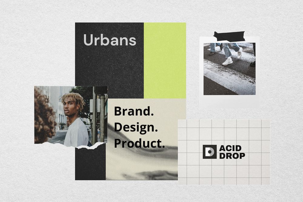 Mood board mockup, urban branding