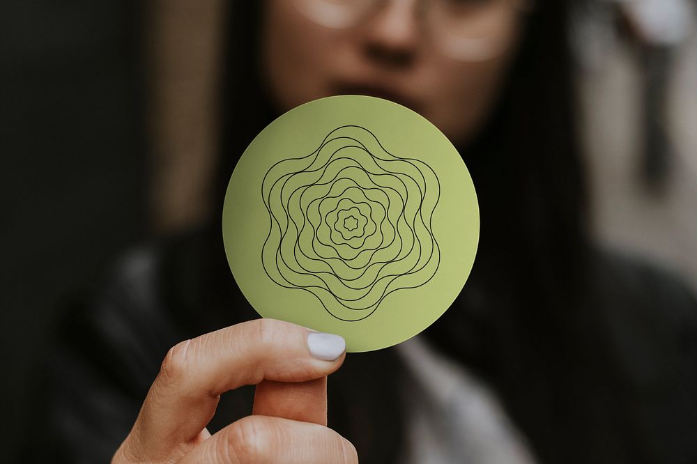 Round sticker mockup, realistic paper