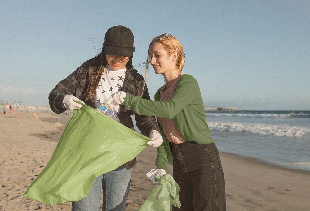 Women's apparel mockup, beach clean up volunteers