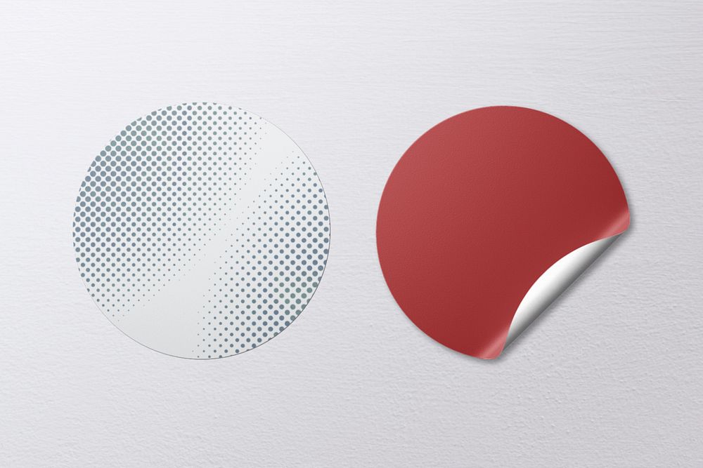 Peeling sticker mockup, circle shape design