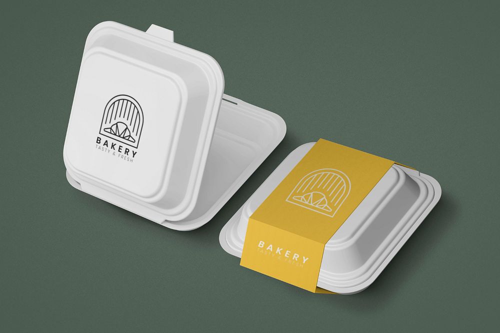 Takeout container mockup, food packaging editable design