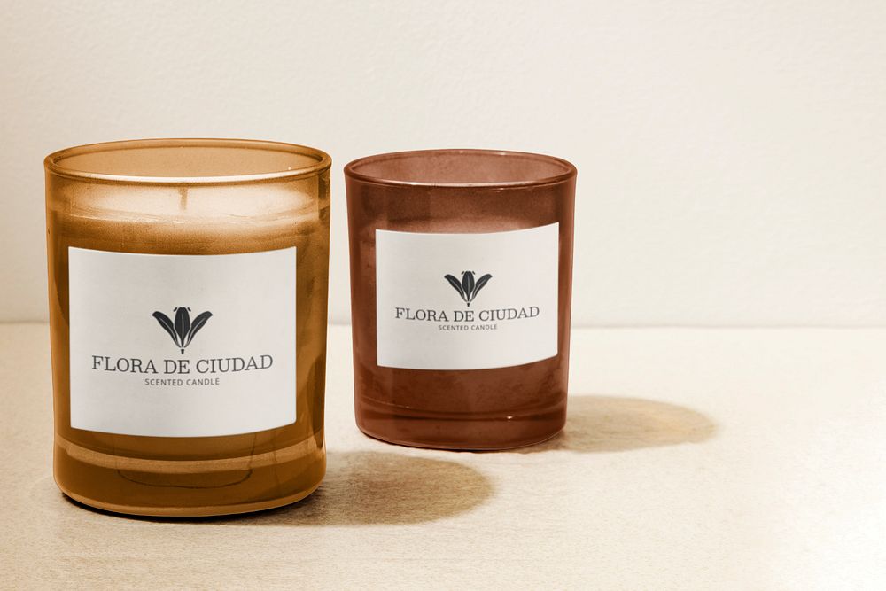 Candle label mockup, editable design