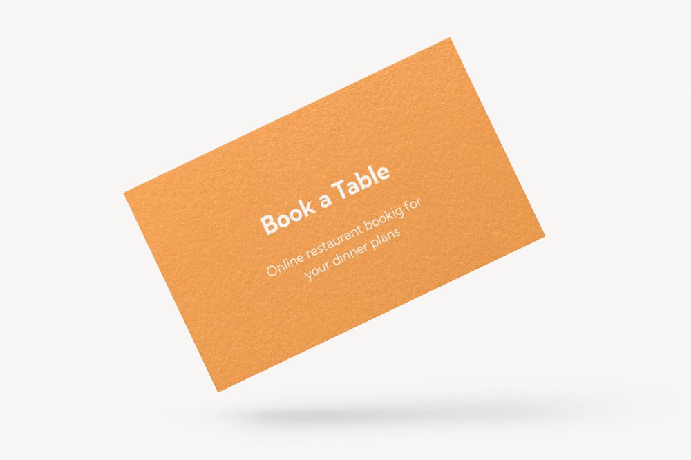 Business card mockup, orange 3D rendering design 