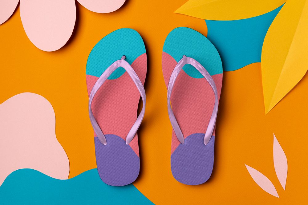 Editable flip-flops mockup, Summer footwear fashion