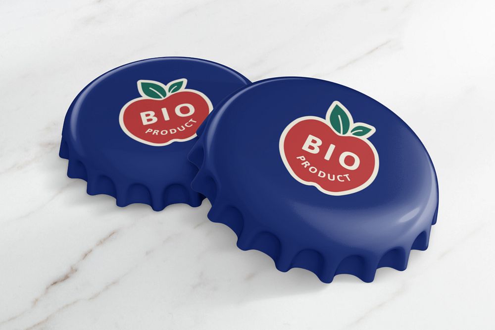 Bottle caps mockup, editable design