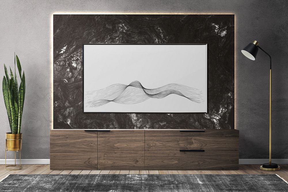 TV screen mockup, editable technology