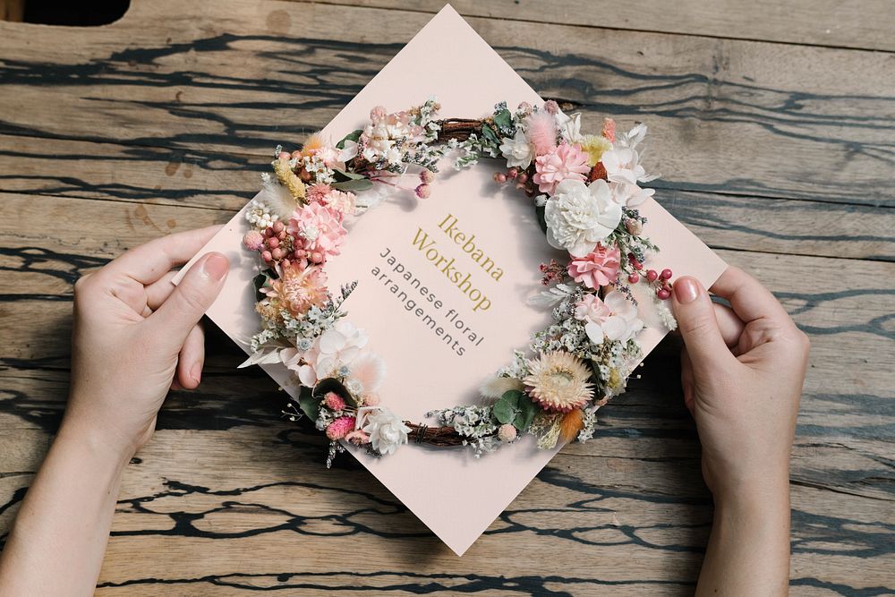 Aesthetic wedding invitation card mockup