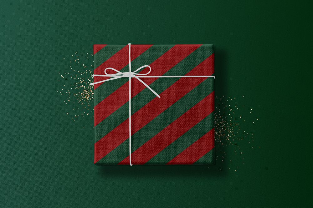 Christmas gift box mockup, editable packaging