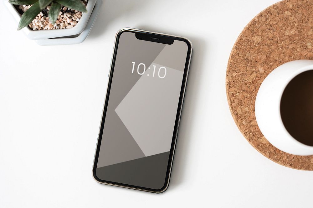 Phone screen mockup, editable digital device flat lay design