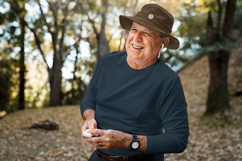 Men's long sleeve mockup, editable hiking apparel design