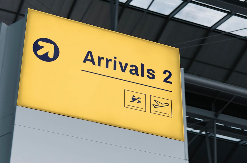 Editable airport sign mockup