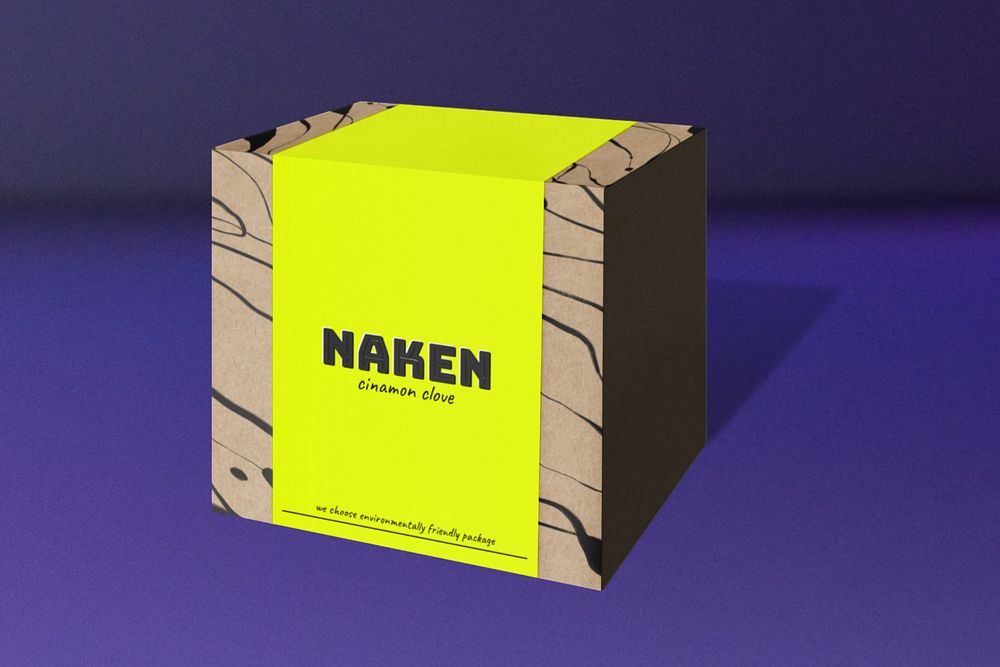 Box mockup, editable branding label design