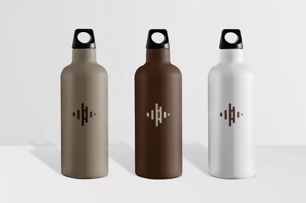 Stainless steel water bottle mockups, editable eco-friendly product