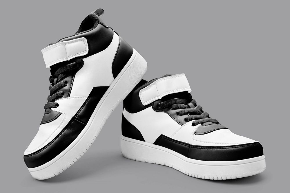 Editable high-top sneakers mockup, streetwear fashion design