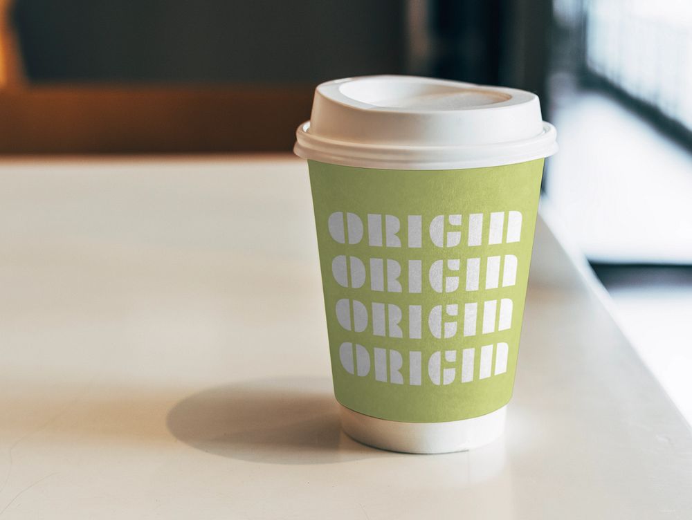 Editable disposable coffee cup mockup, product packaging design