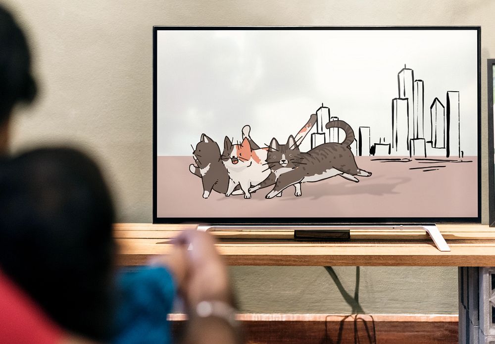 Editable TV screen mockup, smart digital device design