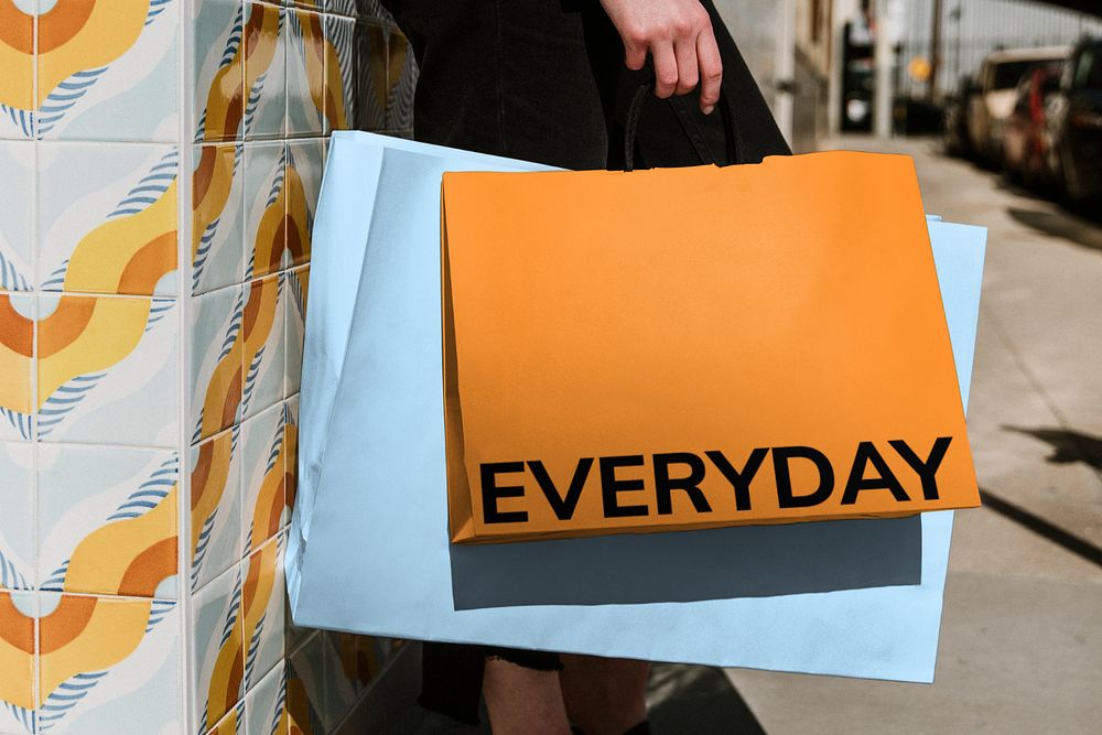 Shopping bag mockup, editable business branding design