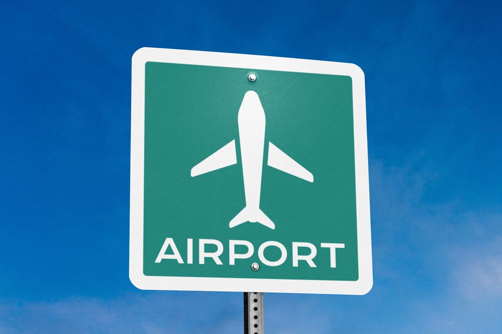 Airport sign mockup, editable design 