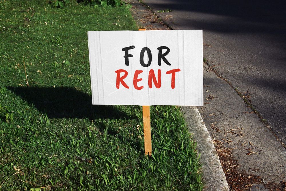 For rent sign mockup, editable design 