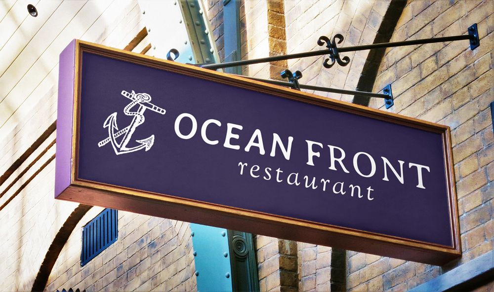 Restaurant sign mockup, editable design 