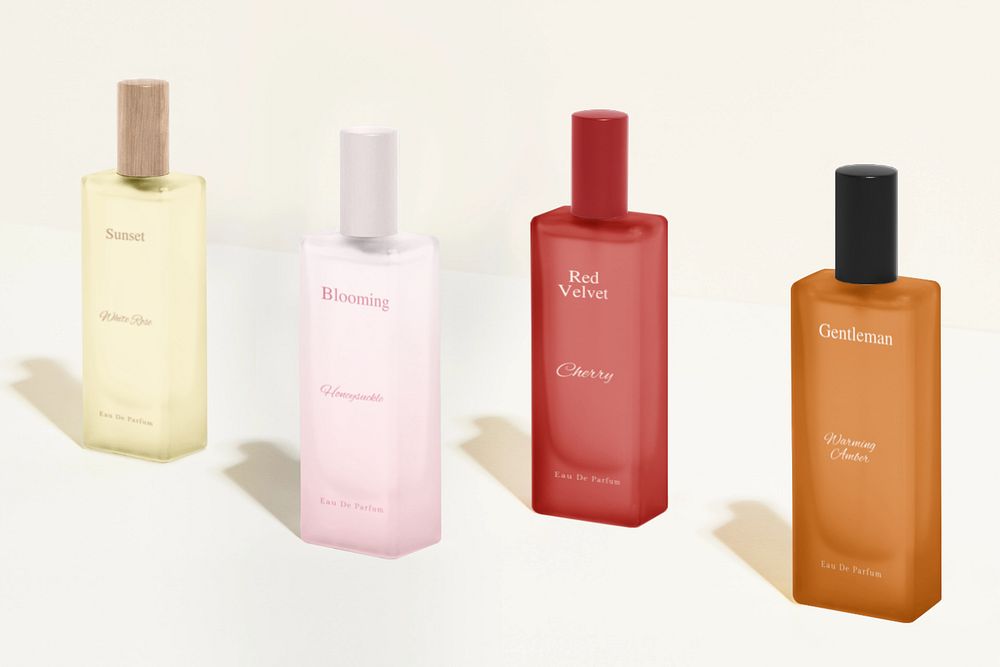 Perfume bottles mockup, editable design