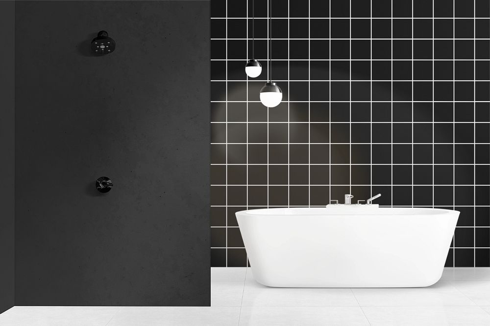 Bathroom wall mockup, editable design